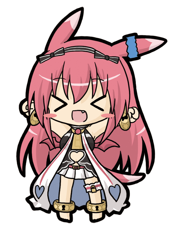 &gt;_&lt; :d animal_ears bangs bare_shoulders barefoot bat_wings belt belt_buckle black_bow black_hairband black_shirt blush_stickers bow buckle character_request chibi closed_eyes emil_chronicle_online eyebrows_visible_through_hair facing_viewer fang full_body hair_between_eyes hair_bow hairband heart keyhole lock long_hair miniskirt open_mouth outstretched_arms padlock pink_belt pink_hair pleated_skirt red_wings rinechun shirt simple_background skirt sleeveless sleeveless_shirt smile solo spread_arms tail very_long_hair white_background white_skirt wings xd