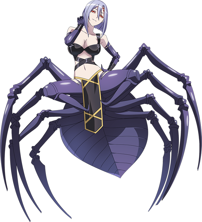 1girl arachne arthropod_girl artist_request bracer breasts carapace claws cleavage extra_eyes full_body game_cg hair_between_eyes large_breasts looking_at_viewer medium_breasts monster_girl monster_musume_no_iru_nichijou monster_musume_no_iru_nichijou_online multiple_legs navel official_art pelvic_curtain purple_hair rachnera_arachnera red_eyes revealing_clothes solid_eyes spider_girl tachi-e taur transparent_background