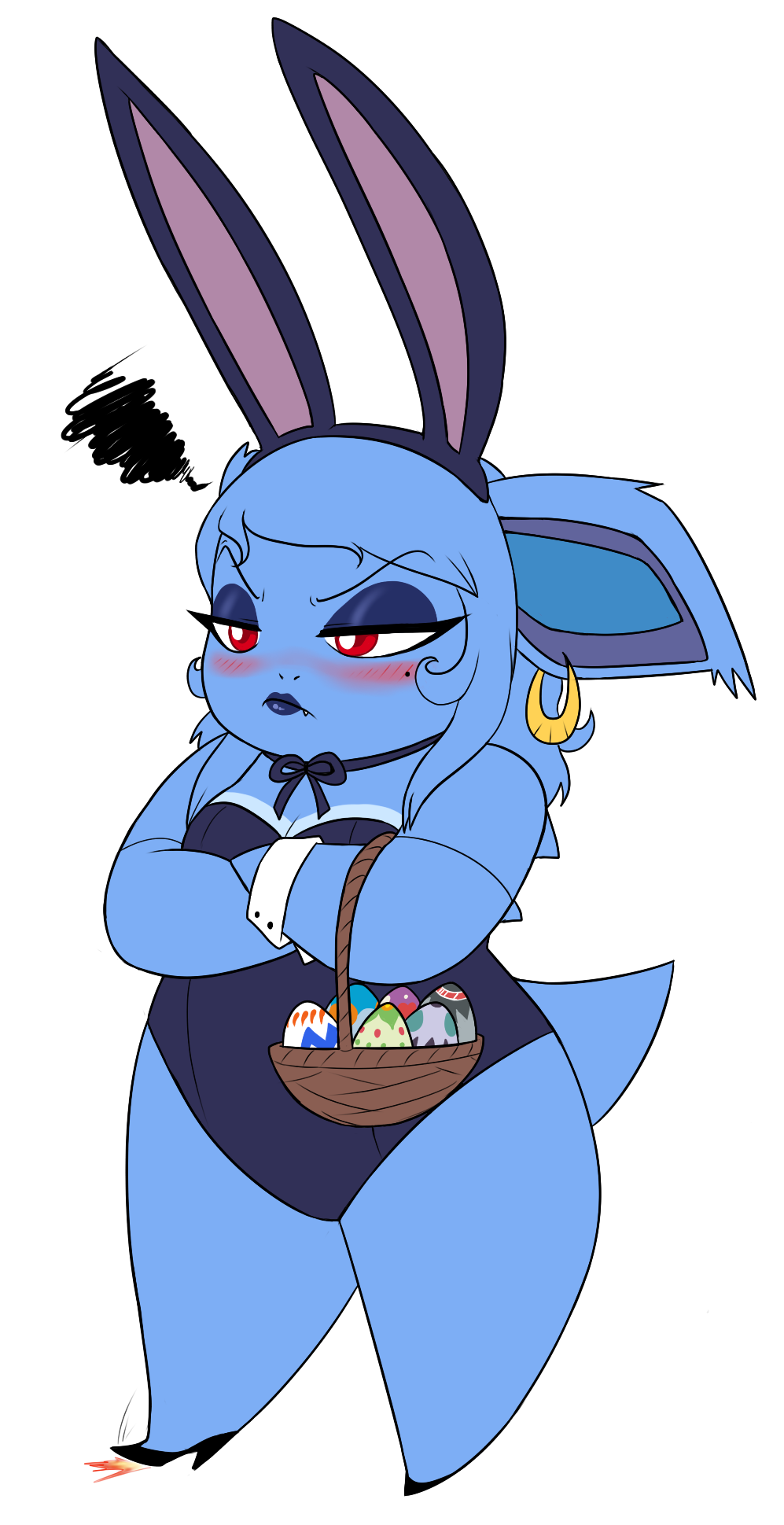 alpha_channel annoyed aquabunny basket beauty_mark blush bunny_costume carmela clothing costume crossed_arms crovirus ear_piercing easter_eggs eyeshadow female footwear high_heels lipstick long_ears makeup nidorina nintendo piercing pok&eacute;mon pok&eacute;mon_(species) shoes short_stack simple_background solo tapping_foot transparent_background video_games