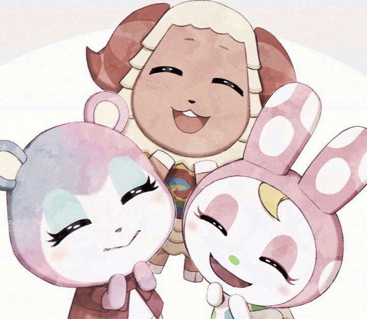 1boy 2girls :d ^_^ animal_crossing bear_girl blonde_hair blush chrissy_(animal_crossing) closed_eyes closed_mouth commentary_request curled_horns dom_(animal_crossing) dress eyelashes furry furry_female furry_male hood hood_up horns judy_(animal_crossing) kaji_(oni_atat) multiple_girls open_mouth polka_dot polka_dot_dress rabbit_girl red_dress red_horns sheep_boy short_sleeves simple_background sleeveless sleeveless_dress smile teeth upper_teeth_only white_background white_dress