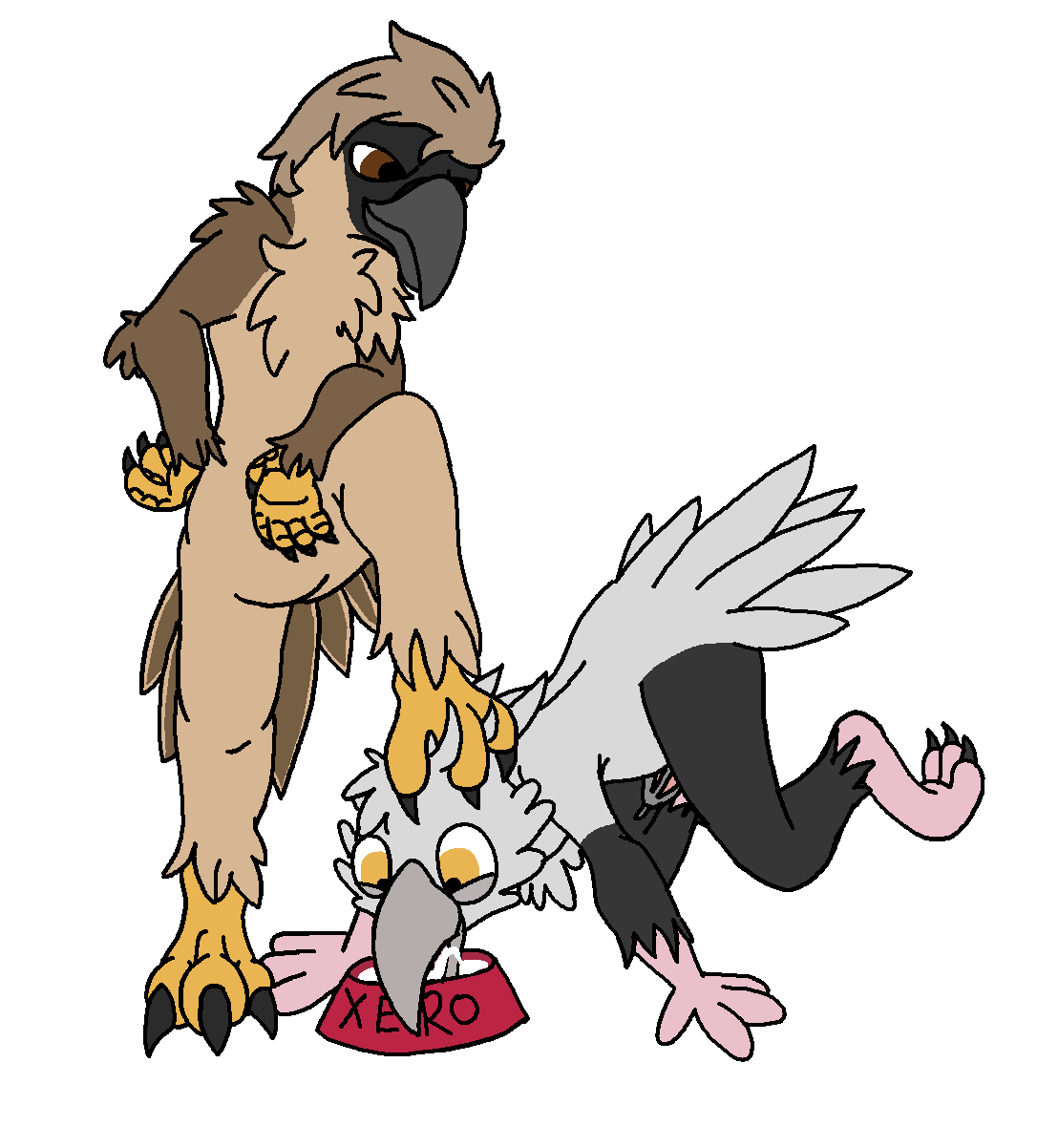 2018 anisodactyl anthro avian bdsm beak bird bowl brown_eyes chastity chastity_cage crawling cum cum_eating cum_in_bowl cum_in_mouth cum_inside digital_media_(artwork) domination duo eagle feathers feet fennfeathers flat_colors foot_on_head male male/male male_domination master penis pet petplay philippine_eagle pirate_eagle roleplay secretary_bird sex tagme tail_feathers talons xerobird yellow_eyes