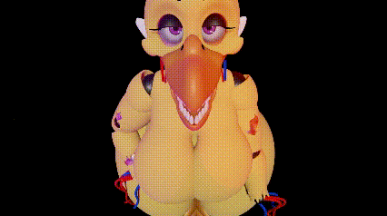 animated blush body_blush breasts chica_(fnaf) female female/female five_nights_at_freddy's humanoid littleclion low_res scottgames solo