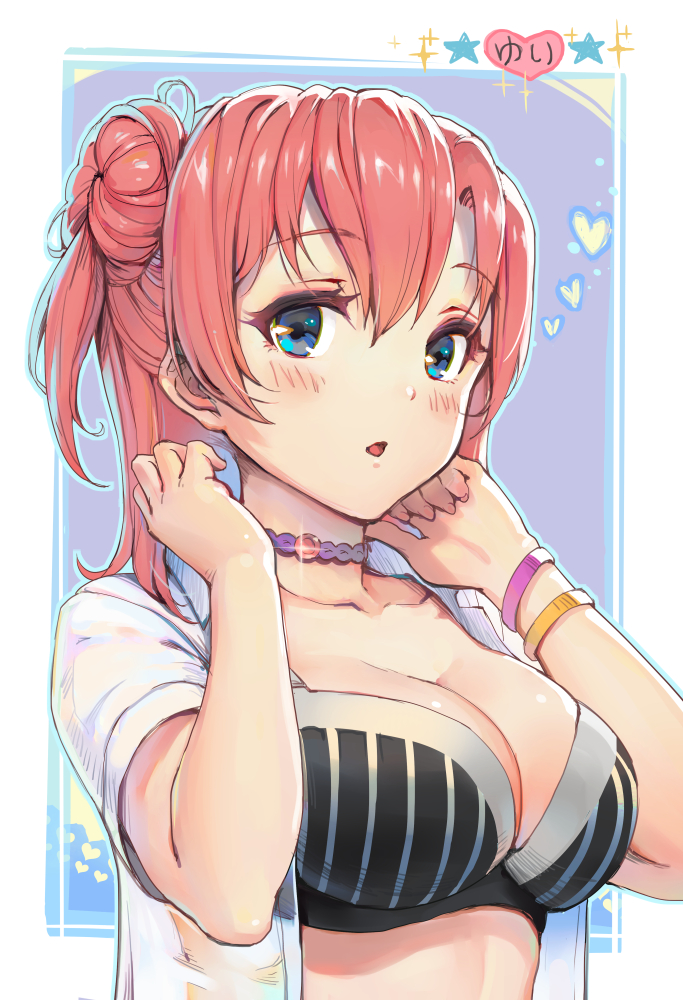 black_bra bra breasts cleavage collar haoni large_breasts see-through shirt underwear white_shirt yahari_ore_no_seishun_lovecome_wa_machigatteiru. yuigahama_yui