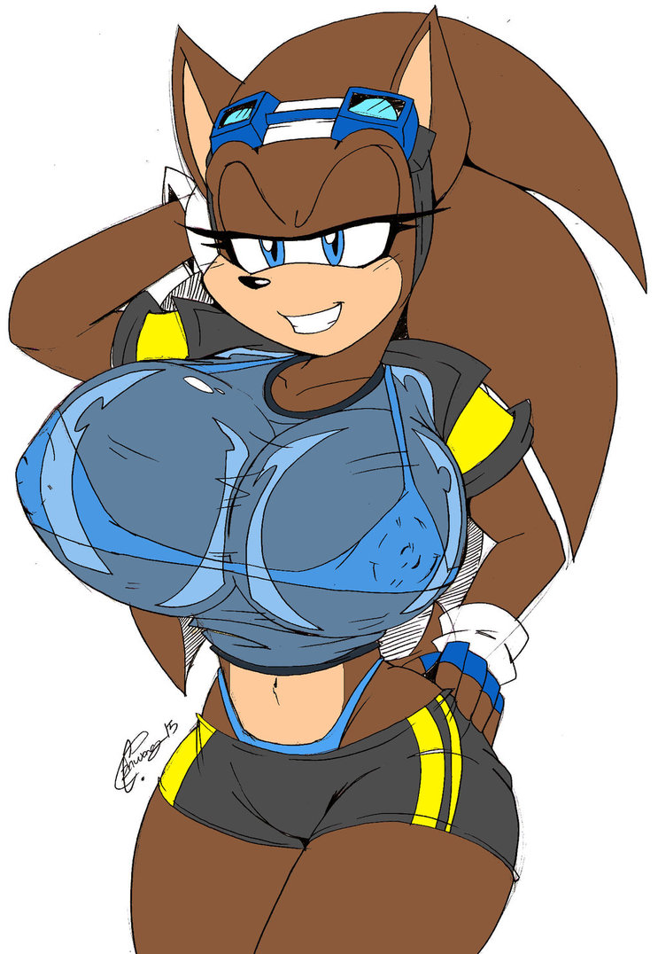 2015 5_fingers akatsukishiranui-fox anthro arm_over_head bedroom_eyes big_breasts blue_eyes bra breasts brown_fur cleavage clothed clothing erect_nipples female fingerless_gloves fur gloves half-closed_eyes hedgehog jaymi_the_hedgehog mammal midriff navel nipple_bulge nipples seductive shirt shorts simple_background smile solo sonic_(series) thick_thighs translucent transparent_clothing underwear voluptuous white_background wide_hips