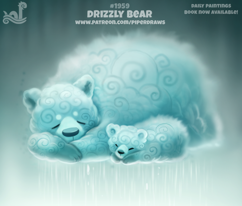 ambiguous_gender bear cloud cryptid-creations duo eyes_closed feral humor mammal pun raining size_difference sleeping young