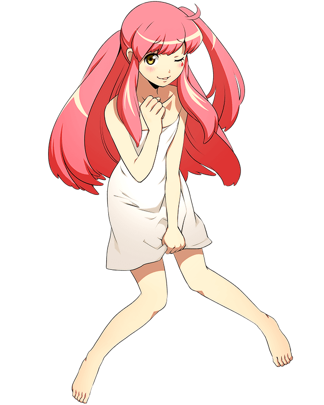 ;) barefoot blush from_above full_body log_horizon long_hair naked_towel official_art one_eye_closed parted_lips pink_hair sitting smile solo tetra_(log_horizon) towel towel_tug transparent_background very_long_hair white_towel