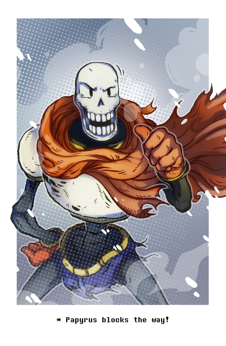 animated_skeleton bone clothed clothing looking_at_viewer male open_mouth papyrus_(undertale) pwcsponson skeleton solo standing teeth torn_clothing undead undertale video_games