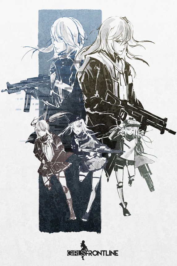 5girls armband assault_rifle back-to-back bangs beret blunt_bangs boots breasts bullpup closed_mouth coat commentary_request expressionless facepaint fingerless_gloves floating_hair g11 g11_(girls_frontline) girls_frontline gloves gun h&amp;k_ump h&amp;k_ump45 h&amp;k_ump9 hair_between_eyes hair_ornament hair_ribbon hairclip hand_on_headwear hat heckler_&amp;_koch hk416 hk416_(girls_frontline) holding holding_gun holding_weapon jacket knee_boots knee_pads long_hair looking_at_viewer magazine_(weapon) medium_breasts mid-stride multiple_girls one_side_up open_clothes open_coat open_mouth pantyhose pleated_skirt ribbon rifle running scar scar_across_eye scarf scarf_on_head scope shirt shorts shoulder_cutout skirt star star-shaped_pupils submachine_gun symbol-shaped_pupils teardrop thigh_strap thighhighs twintails ump40_(girls_frontline) ump45_(girls_frontline) ump9_(girls_frontline) vcntkm very_long_hair walkie-talkie weapon