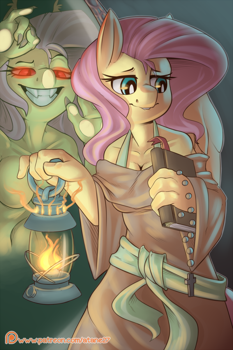 anthro atane27 book breasts clothed clothing convenient_censorship digital_media_(artwork) duo equine female flutterbat_(mlp) fluttershy_(mlp) friendship_is_magic grin hair hi_res holding_object long_hair mammal my_little_pony nude patreon pegasus smile wings