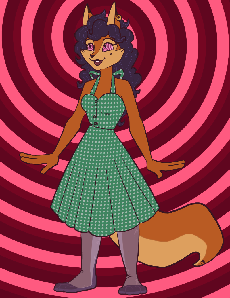 anthro carmelita_fox clothing domestication dress feder female hypnosis legwear mind_control pantyhose sly_cooper_(series) solo spiral_eyes stepfordization video_games