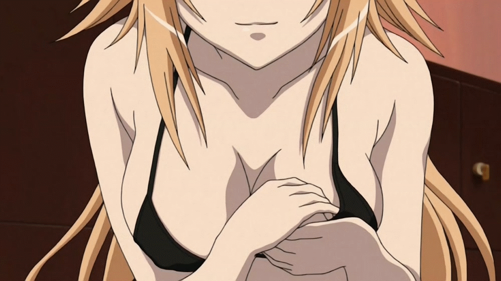 00s 1girl adjusting_swimsuit akane-iro_ni_somaru_saka animated animated_gif bikini bikini_top breasts cleavage female kiryuu_tsukasa_(akane-iro_ni_somaru_saka) large_breasts solo