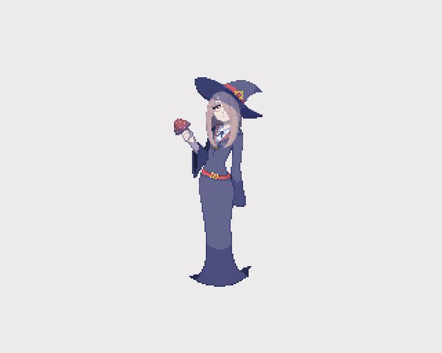 animated animated_gif blue_hat hair_over_one_eye hat little_witch_academia long_hair long_sleeves mushroom saino school_uniform solo standing sucy_manbavaran tomato witch witch_hat