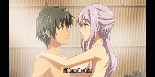 1girl animated animated_gif bounce bouncing_breasts breasts breath erect_nipples implied_sex large_breasts moaning nude ponytail purple_eyes purple_hair shimizu_misako sweat tan tanline tsugou_no_yoi_sex_friend?