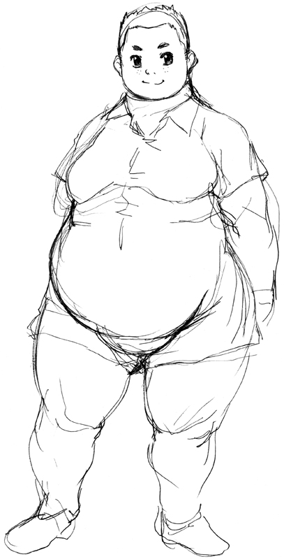 1boy fat obese sketch solo tanuma_yuuichirou