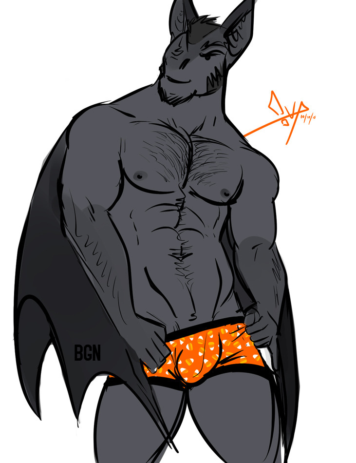 2015 bat better_version_at_source bgn body_hair bulge chest_hair clothing facial_hair male mammal muscular muscular_male simple_background underwear white_background wings