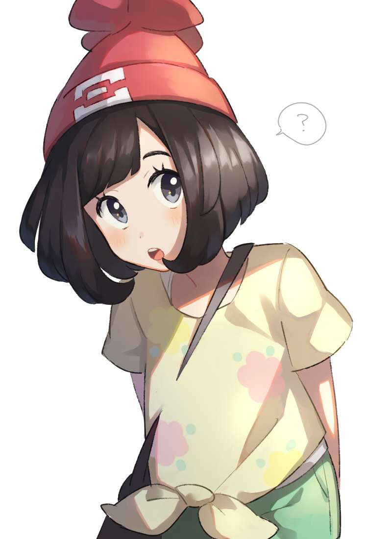 1girl black_hair female female_focus full-color hat mizuki_(pokemon_sm) pokemon pokemon_(game) pokemon_sm short_hair simple_background solo solo1girl