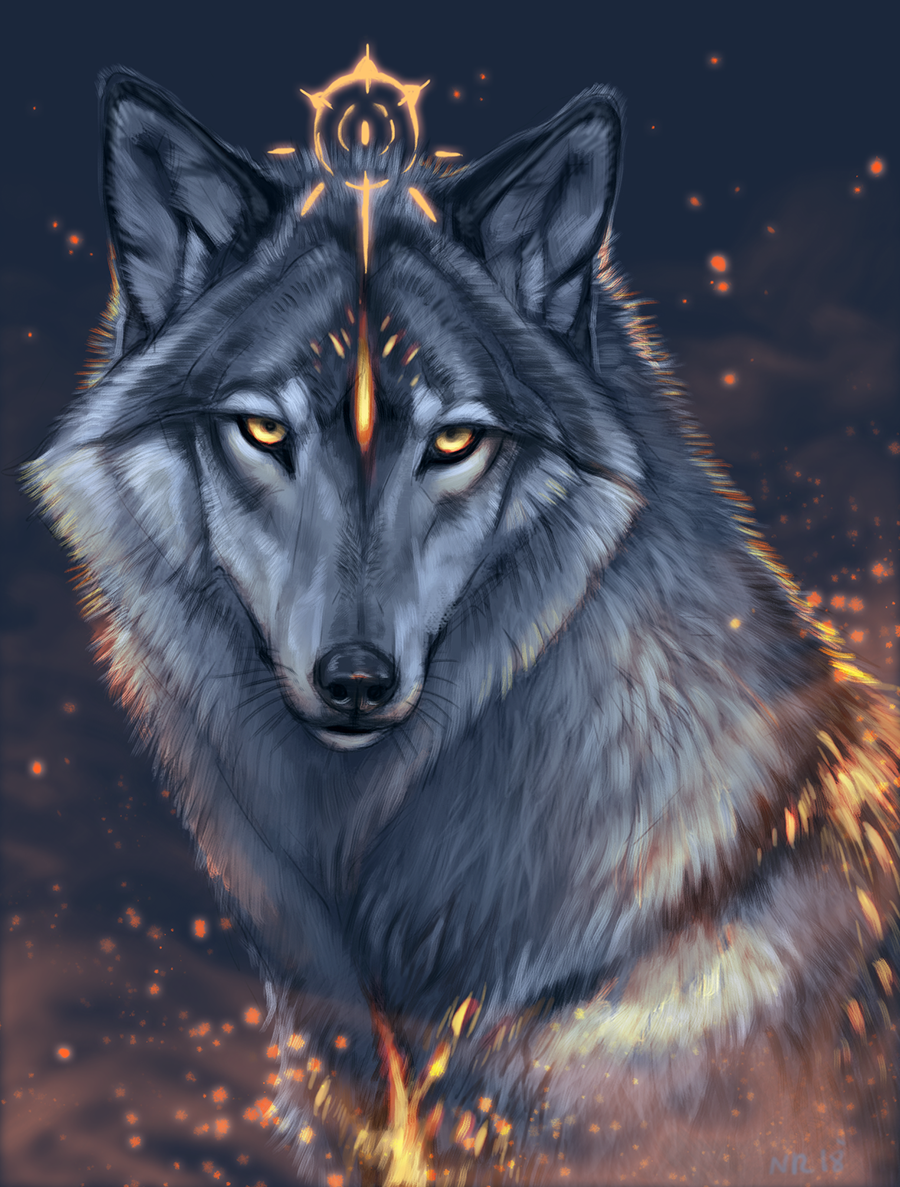 2018 ambiguous_gender black_nose canine digital_media_(artwork) feral fur grey_fur mammal pale_eyes solo tatchit wolf