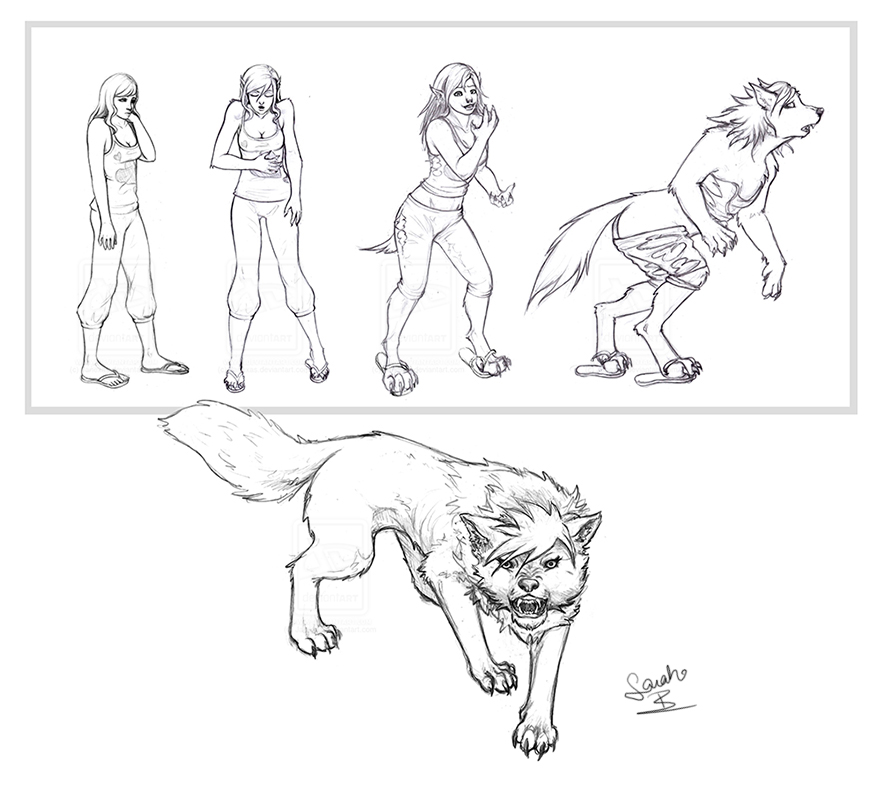2014 breasts butt canine claws clothing female feral footwear hair human human_to_feral long_hair looking_at_viewer lylas mammal monochrome open_mouth pants sequence shirt shoes simple_background solo standing tail_growth torn_clothing transformation were werewolf white_background wolf