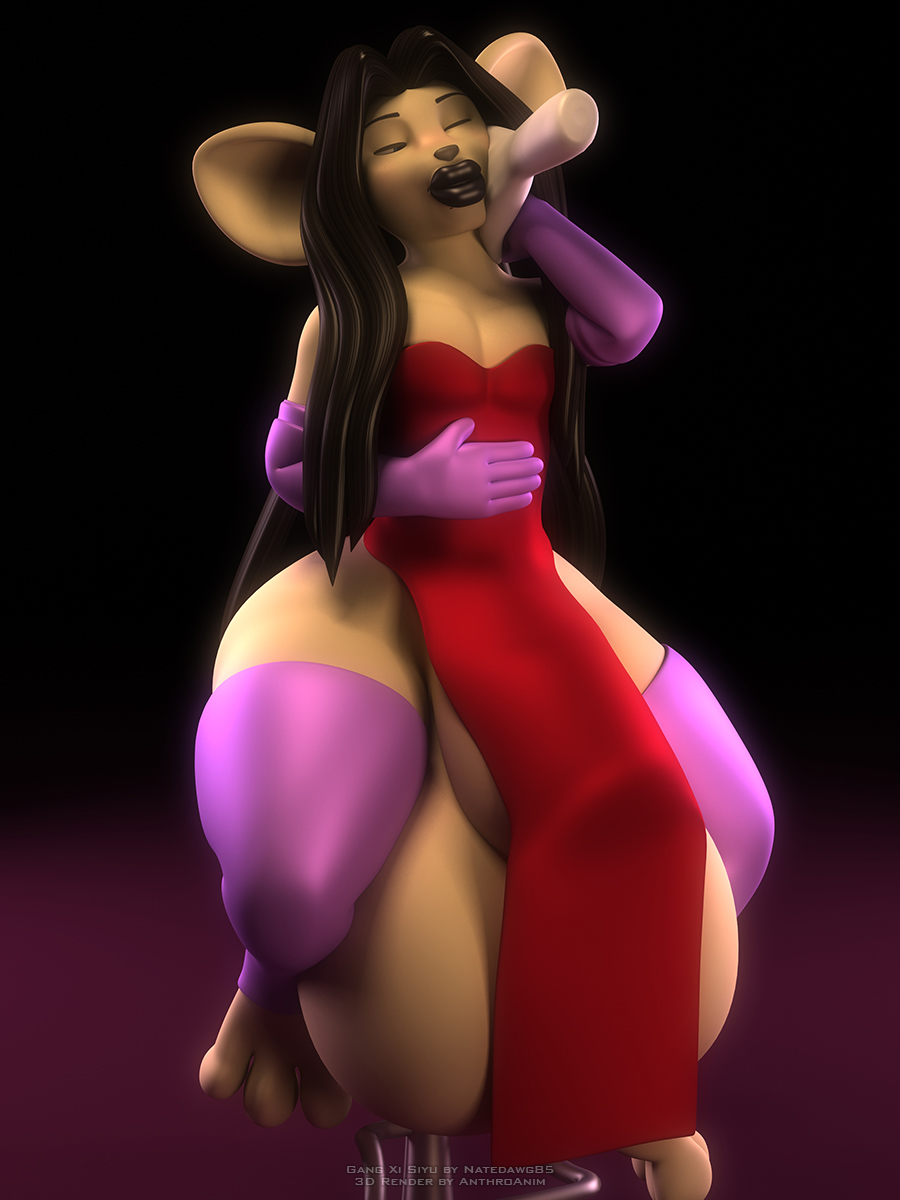 3d_(artwork) anthro anthroanim balls big_balls big_ears clothed clothing digital_media_(artwork) disembodied_hand gang_xi_siyu girly hair huge_balls hyper hyper_balls hyper_lips hyper_penis kangaroo_rat male mammal mouse penis rodent simple_background siyu solo standing thick_thighs wide_hips