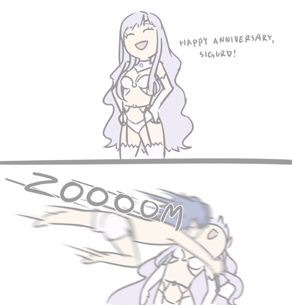 1girl blue_eyes blue_hair bra breasts chibi circlet diadora_(fire_emblem) english fire_emblem fire_emblem:_seisen_no_keifu garter_belt garters ika_tko lavender_hair lingerie long_hair navel panties purple_eyes purple_hair sigurd_(fire_emblem) smile underwear underwear_only white_bra