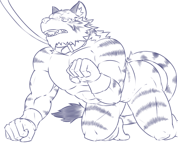 cuntboy feline intersex leash male mammal muscular solo tiger urakata5x