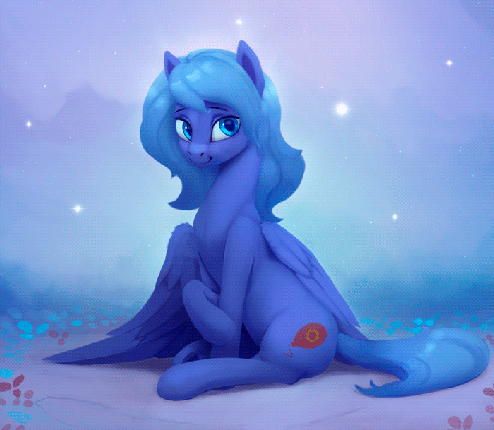 animated blue_eyes blue_feathers blue_fur blue_hair cutie_mark equine fan_character feathered_wings feathers female feral fur hair mammal my_little_pony no_sound pegasus rodrigues404 sitting smile solo wings