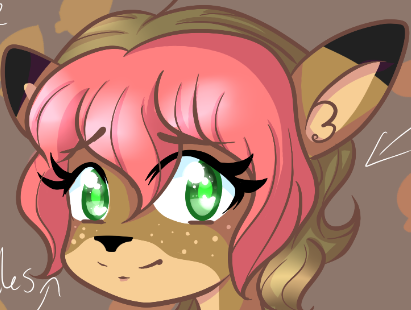 alice_(doe)_character anonymous_artist anthro cervine female feral freckles green_eyes mammal portrait solo