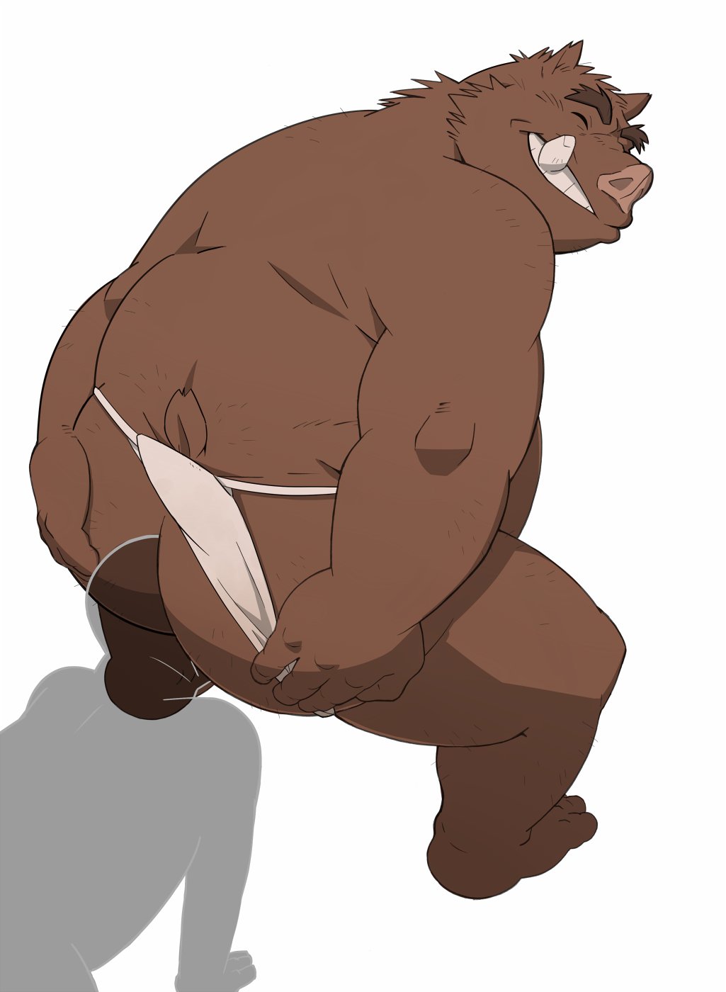 anal big_butt boar butt clothed clothing colored eto1212 fundoshi human japanese_clothing looking_back male male/male mammal oral porcine rimming sex silhouette simple_background spreading underwear white_background