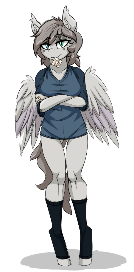 2018 anthro blue_eyes bottomless clothed clothing condom equine fan_character female looking_at_viewer mammal my_little_pony nuke_(oc) pegasus pose replica_(artist) ring solo standing wedding_ring wings