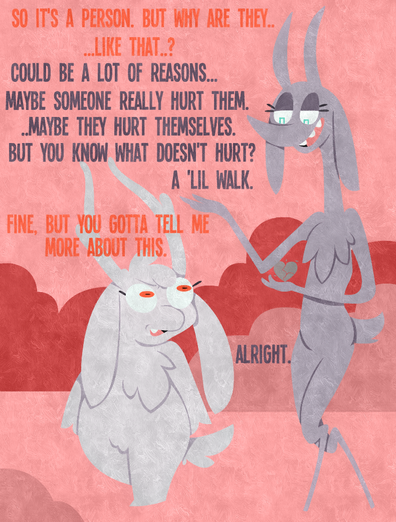 &lt;/3 2018 ambiguous_gender ambiguous_species anthro comic digital_media_(artwork) duo english_text hair hi_res horn long_ears mammal monster open_mouth shane_frost simple_background smile standing teeth text tongue