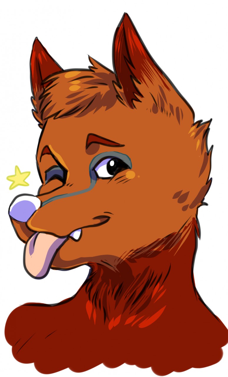 canine fox mammal marcus_mordecai one_eye_closed smile tongue tongue_out unknown_artist wink