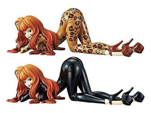 1girl ass bent_over brown_eyes brown_hair figure figurine heels hips huge_ass legs long_hair looking_at_viewer lupin_iii mine_fujiko solo thighs tight_suit wide_hips