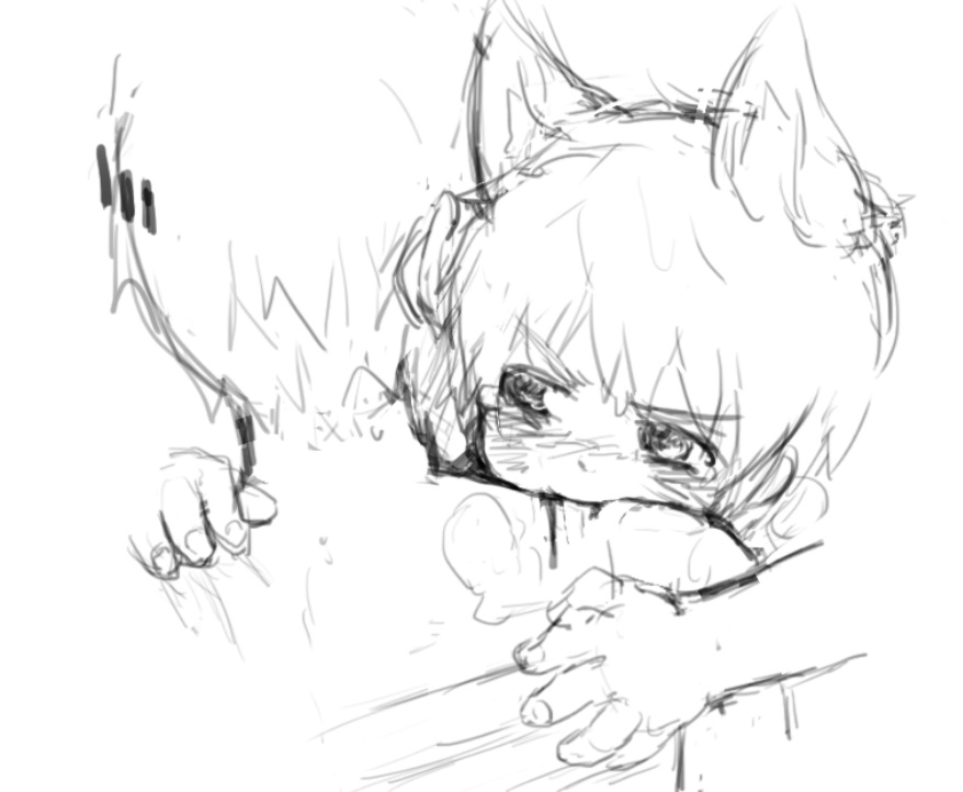 2016 animal_humanoid bite blood blush bokustar_fox fox_humanoid humanoid male simple_background sketch white_background young
