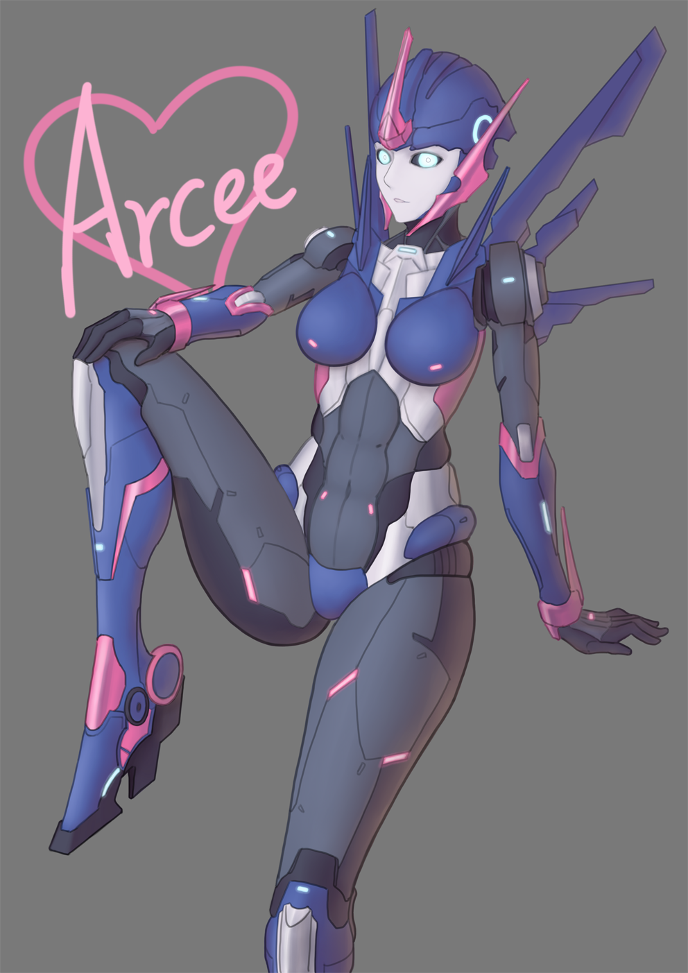 1girl arcee autobot blue_eyes breasts full_body legs mecha_girl transformers transformers_prime