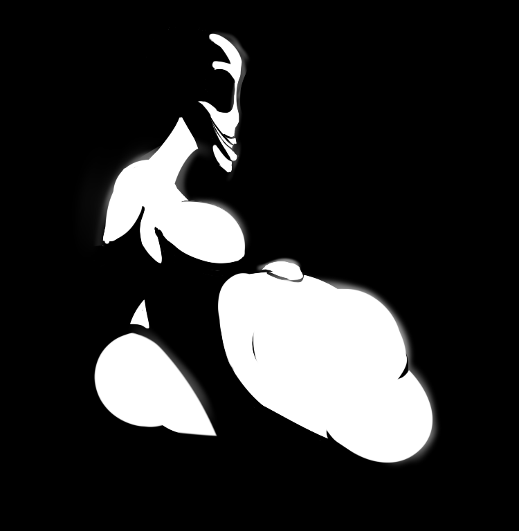 2018 anthro belly black_and_white breasts evergreenplate female monochrome monster nude simple_background soft_vore vore
