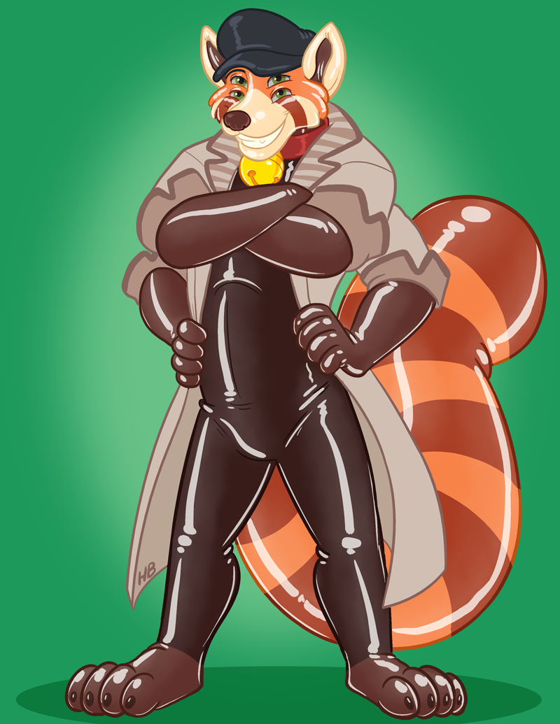 animate_inanimate anthro bell blank_crotch cat coat feline fusion hat hornbuckle- living_rubber male mammal merging multi_arm multi_eye multi_limb plantigrade red_panda rubber voidedcold