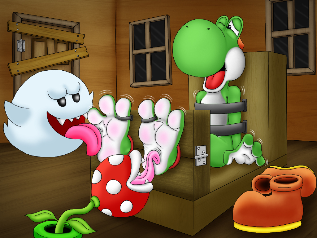 3_toes 4_fingers barefoot feet foot_fetish foot_focus foot_lick hindpaw licking mario_bros nintendo paws soles tickling toes tongue tongue_out video_games wuffeet yoshi