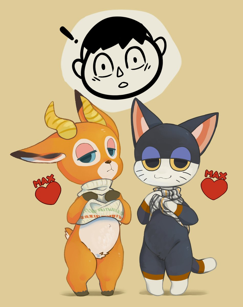 ambiguous_gender animal_crossing antelope beau_(animal_crossing) bottomless cat clothed clothing clothing_lift feline horn mammal nintendo punchy_(animal_crossing) shirt shirt_lift standing unknown_artist video_games