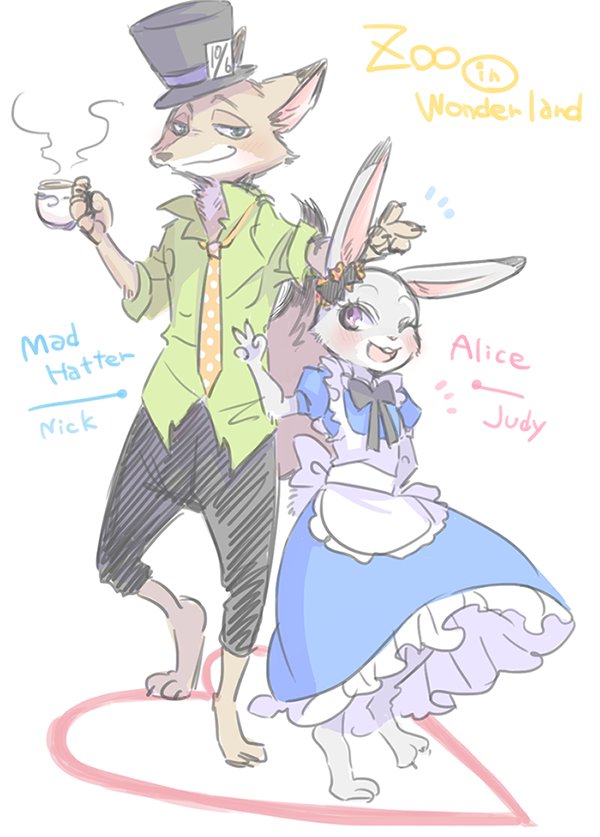 2018 anthro canine clothed clothing disney female fox fully_clothed fur green_eyes judy_hopps lagomorph male mammal nick_wilde rabbit ryota1302 simple_background zootopia