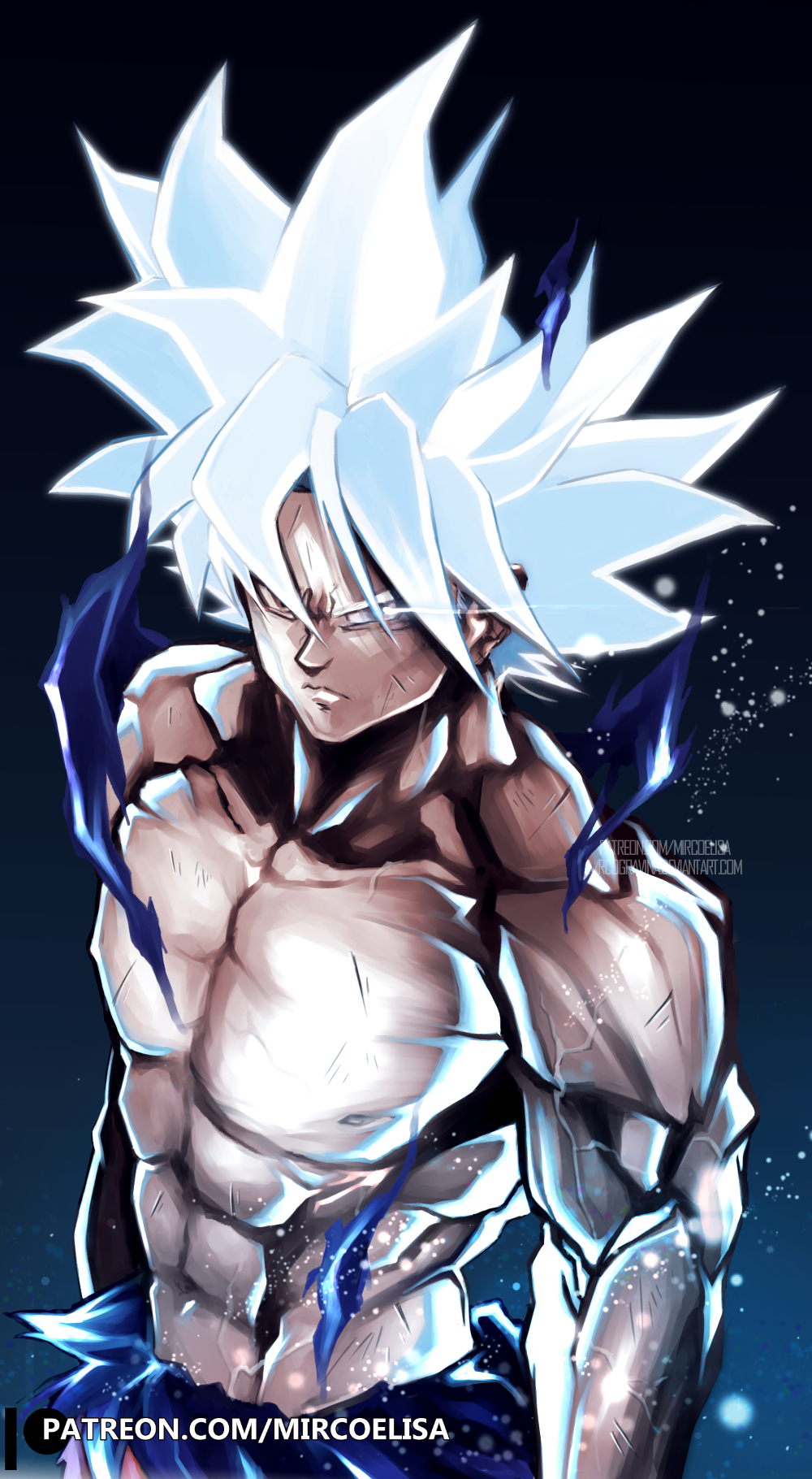 brown_eyes dragon_ball mirco_gravina mircoelisa patreon solo son_goku tagme white_hair yo-nashi