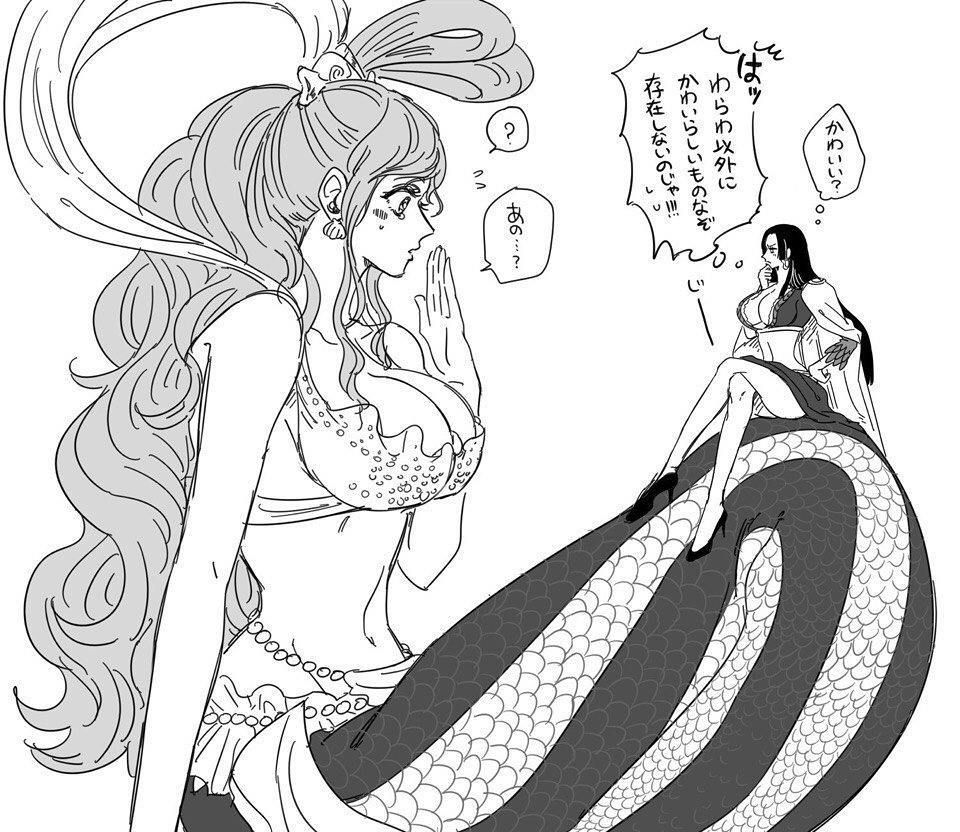 2girls boa_hancock breasts cleavage large_breasts multiple_girls one_piece shirahoshi source_request translation_request