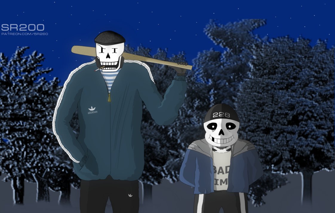 5r200 animated_skeleton bone duo gopnik looking_at_viewer male not_furry papyrus_(undertale) sans_(undertale) skeleton slav_squat smoke star undead undertale video_games