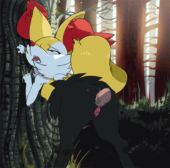 against_tree ahegao anal anal_penetration animal_genitalia animal_pussy animated bent_over braixen butt canine canine_pussy disembodied_penis erection eyes_closed female forest from_behind_position fucked_silly fur half-closed_eyes human inner_ear_fluff interspecies looking_back looking_pleasured loop male mammal nintendo nude open_mouth outside penetration penis pok&eacute;mon pok&eacute;mon_(species) pok&eacute;philia pussy rear_view red_eyes sex spazkid tongue tongue_out tree video_games yellow_fur