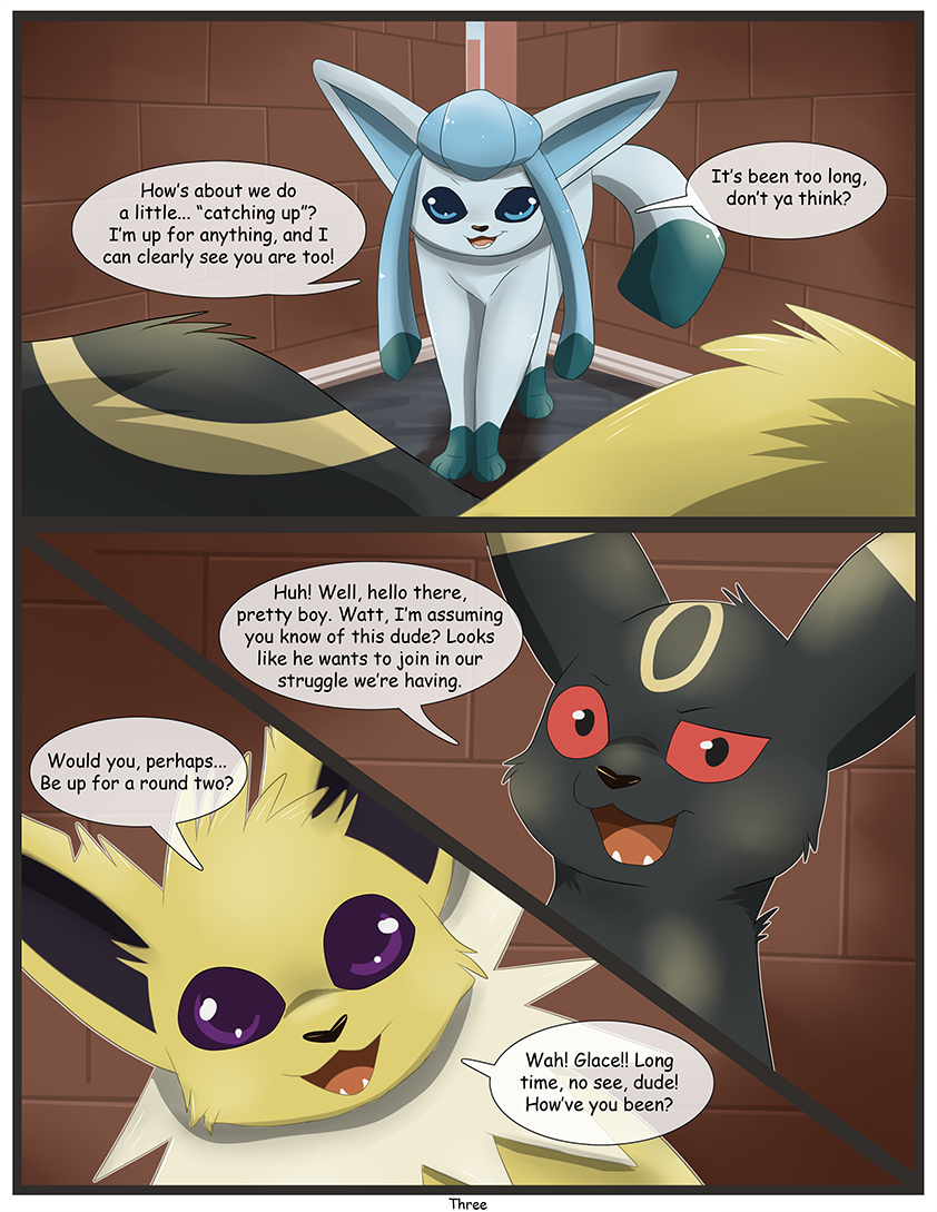 ambiguous_gender comic eeveelution english_text glace glaceon jolteon nintendo pocket_monsters pok&eacute;mon pok&eacute;mon_(species) text umbreon video_games watt xxgato yami