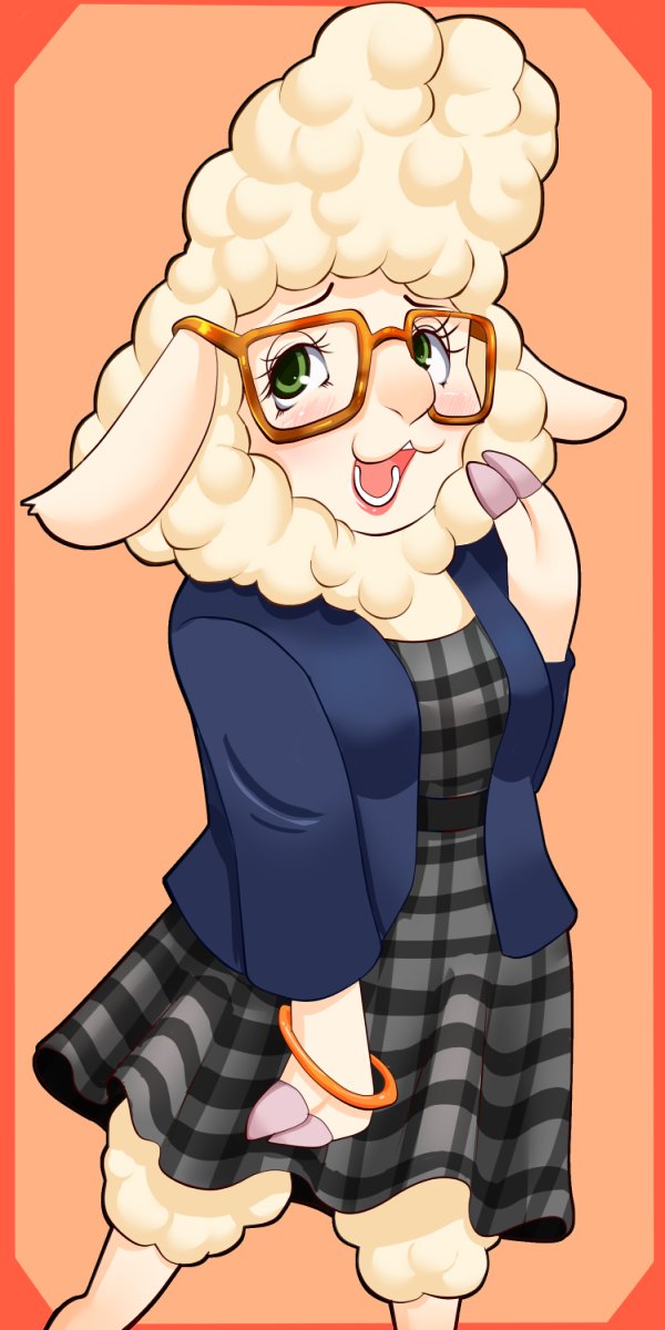 1girl artist_request as dawn_bellwether furry glasses green_eyes sheep solo zootopia