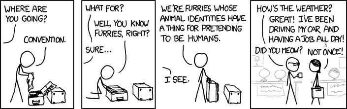 black_and_white comic dialogue english_text eyewear glasses group human humor mammal monochrome randall_munroe reverse_furry simple_background stick_figure text webcomic white_background xkcd