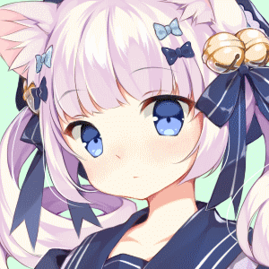 animal_ears animated animated_gif bangs bell blinking blue_eyes blunt_bangs bow commission drill_hair eyebrows_visible_through_hair hair_bell hair_bow hair_ornament hat looking_at_viewer lowres original portrait runastark sailor_collar smile solo twintails white_hair