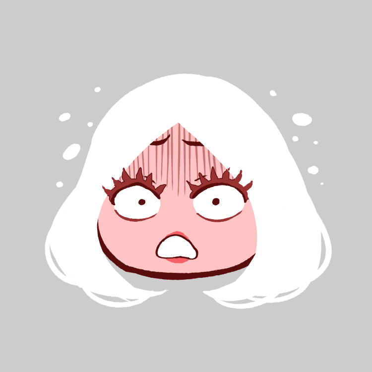 akairiot chibi constricted_pupils eyelashes face grey_background hjarn_(akairiot) looking_at_viewer medium_hair open_eyes original parted_lips simple_background solo white_hair wide-eyed