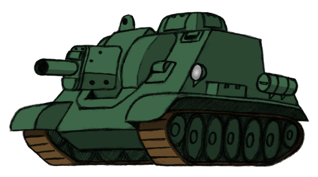 ground_vehicle iiyatsu_(stormtrooperh) military military_vehicle motor_vehicle no_humans original self-propelled_gun soviet_union su-122 tank white_background