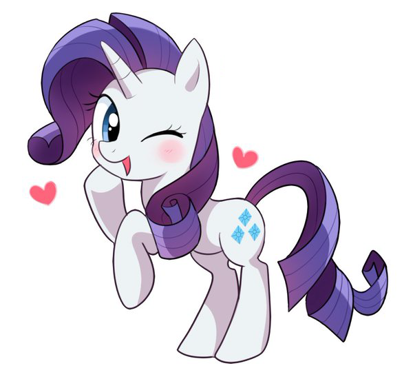 &lt;3 2016 blue_eyes blush cute cutie_mark equine eyelashes female feral friendship_is_magic hair hooves horn looking_at_viewer mammal my_little_pony nude one_eye_closed open_mouth open_smile portrait pose purple_hair rarity_(mlp) ryuu_chan simple_background smile solo standing tongue unicorn white_background wink